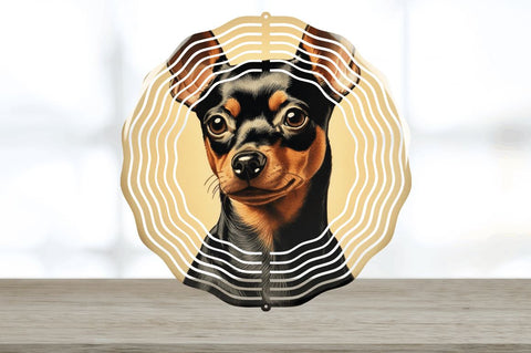 Vintage Miniature Pinscher Dog Wind Spinner Sublimation Regulrcrative 