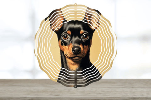 Vintage Miniature Pinscher Dog Wind Spinner Sublimation Regulrcrative 