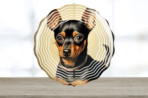 Vintage Miniature Pinscher Dog Wind Spinner Sublimation Regulrcrative 