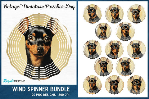 Vintage Miniature Pinscher Dog Wind Spinner Sublimation Regulrcrative 