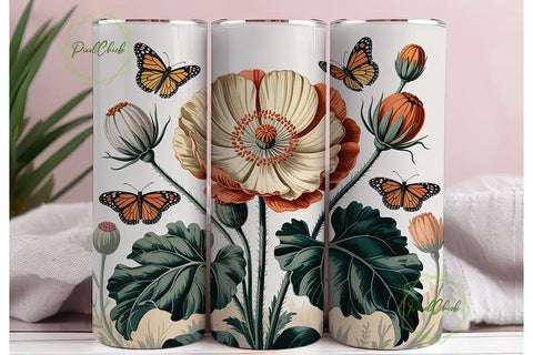 Vintage Monarch Butterfly 20oz Tumbler Sublimation PixelChick 