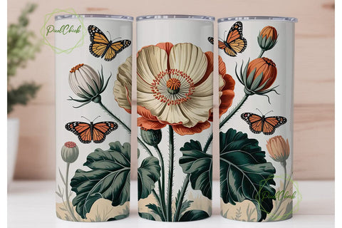 Vintage Monarch Butterfly 20oz Tumbler Sublimation PixelChick 