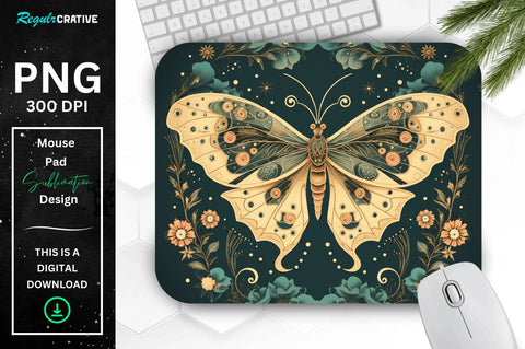 Vintage Moon Moth Mouse pad Bundle Sublimation Regulrcrative 