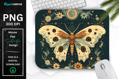 Vintage Moon Moth Mouse pad Bundle Sublimation Regulrcrative 