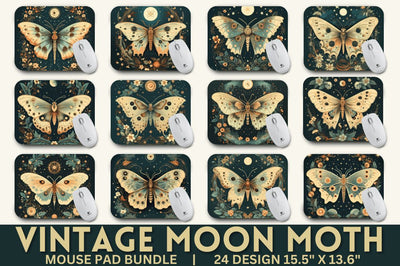 Vintage Moon Moth Mouse pad Bundle Sublimation Regulrcrative 