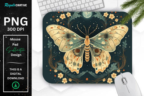 Vintage Moon Moth Mouse pad Bundle Sublimation Regulrcrative 
