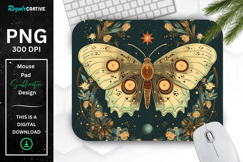 Vintage Moon Moth Mouse pad Bundle Sublimation Regulrcrative 