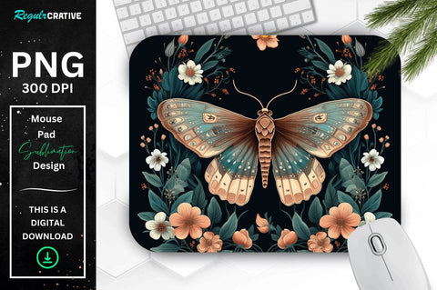 Vintage Moth and Floral Mouse pad Bundle Sublimation Regulrcrative 