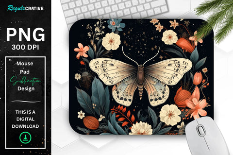 Vintage Moth and Floral Mouse pad Bundle Sublimation Regulrcrative 