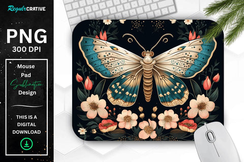 Vintage Moth and Floral Mouse pad Bundle Sublimation Regulrcrative 