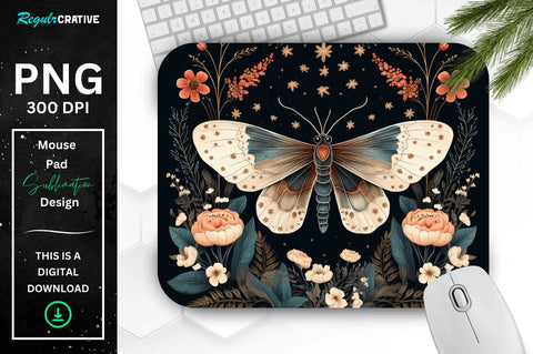 Vintage Moth and Floral Mouse pad Bundle Sublimation Regulrcrative 
