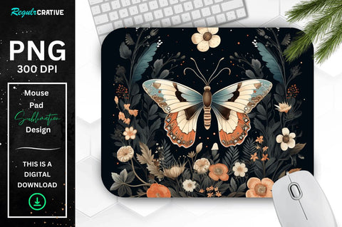 Vintage Moth and Floral Mouse pad Bundle Sublimation Regulrcrative 