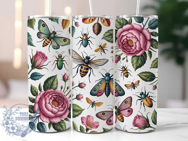 Vintage Moth Butterfly 20oz Tumbler, Vintage Butterfly Cup, Moth Sublimation Design, Insect Theme Tumbler, 20Oz Tumbler Wrap, Rustic Cottage Cup, Nature Inspired Butterfly Sublimation ToriDesigns 