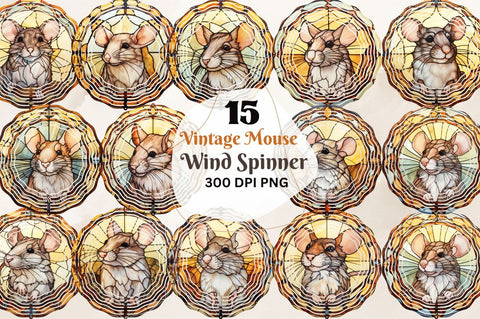 Vintage Mouse Wind Spinner Sublimation Sublimation Regulrcrative 