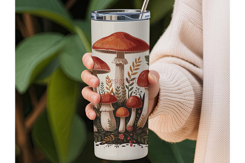 Vintage Mushroom Botanical Tumbler Wrap Sublimation DesignSVG 