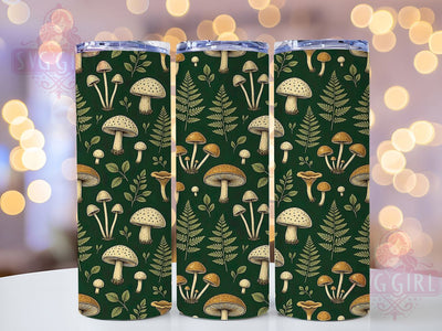 Vintage Mushroom Fern 20oz Tumbler, Vintage Mushroom, Fern Design, Botanical Theme, Rustic Charm, Whimsical Aesthetic, 20oz Wrap, Sublimation Tumbler Sublimation SvggirlplusArt 