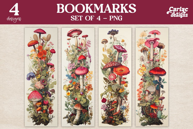 Vintage Mushrooms Bookmarks Sublimation Carla C Designs 