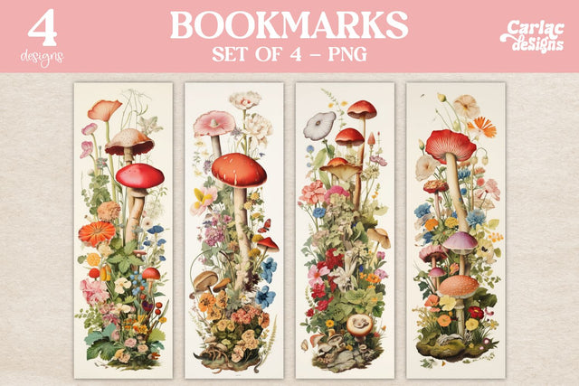 Vintage Mushrooms Bookmarks Sublimation Carla C Designs 