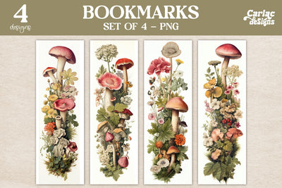 Vintage Mushrooms Bookmarks Sublimation Carla C Designs 