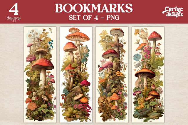 Vintage Mushrooms Bookmarks Sublimation Carla C Designs 