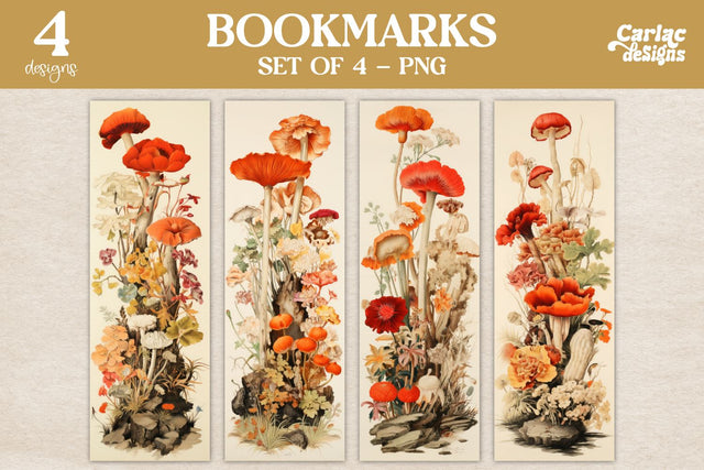 Vintage Mushrooms Bookmarks Sublimation Carla C Designs 