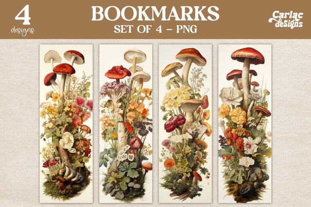 Vintage Mushrooms Bookmarks Sublimation Carla C Designs 