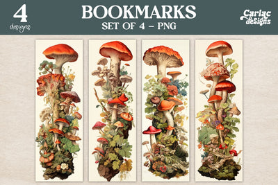 Vintage Mushrooms Bookmarks Sublimation Carla C Designs 