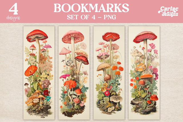 Vintage Mushrooms Bookmarks Sublimation Carla C Designs 