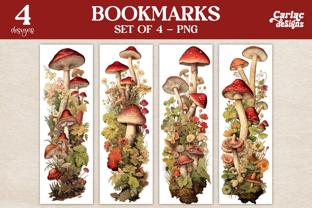 Vintage Mushrooms Bookmarks Sublimation Carla C Designs 