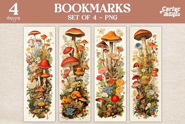 Vintage Mushrooms Bookmarks Sublimation Carla C Designs 