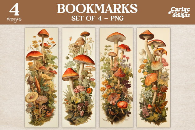 Vintage Mushrooms Bookmarks Sublimation Carla C Designs 