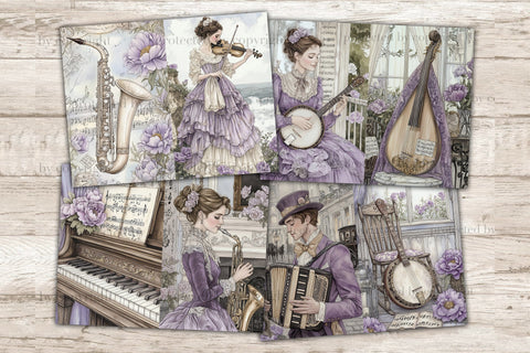 Vintage Music Junk Journal Page | Music Instrument Scrapbook SVG GlamArtZhanna 