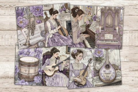 Vintage Music Junk Journal Page | Music Instrument Scrapbook SVG GlamArtZhanna 