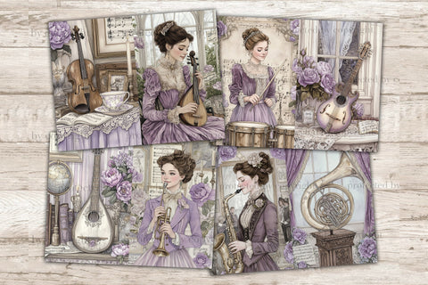 Vintage Music Junk Journal Page | Music Instrument Scrapbook SVG GlamArtZhanna 