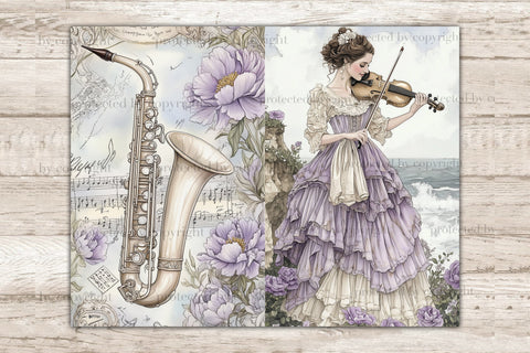 Vintage Music Junk Journal Page | Music Instrument Scrapbook SVG GlamArtZhanna 