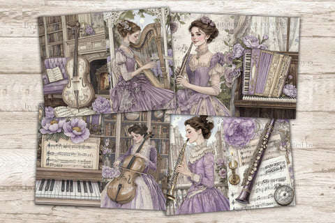 Vintage Music Junk Journal Page | Music Instrument Scrapbook SVG GlamArtZhanna 