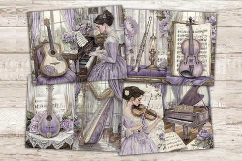 Vintage Music Junk Journal Page | Music Instrument Scrapbook SVG GlamArtZhanna 