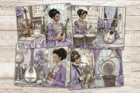 Vintage Music Junk Journal Paper | Victorian Woman Ephemera SVG GlamArtZhanna 