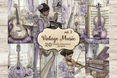 Vintage Music Junk Journal Paper | Victorian Woman Ephemera SVG GlamArtZhanna 