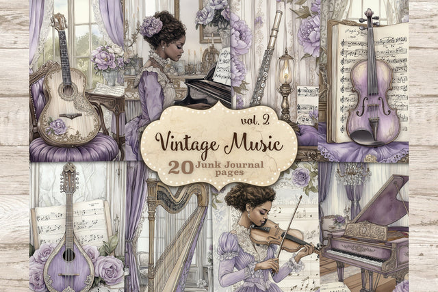 Vintage Music Junk Journal Paper | Victorian Woman Ephemera SVG GlamArtZhanna 