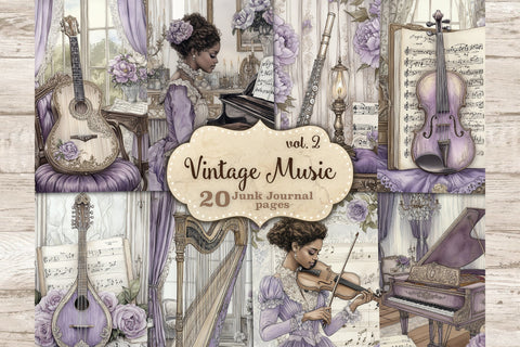 Vintage Music Junk Journal Paper | Victorian Woman Ephemera SVG GlamArtZhanna 