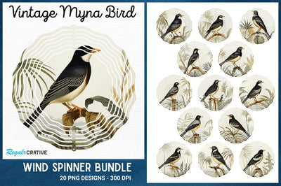 Vintage Myna Bird Wind Spinner Sublimation Regulrcrative 