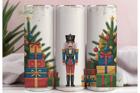 Vintage Nutcracker 20oz Tumbler Wrap Sublimation PixelChick 