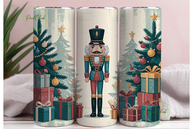 Vintage Nutcracker 20oz Tumbler Wrap Sublimation PixelChick 