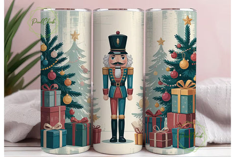 Vintage Nutcracker 20oz Tumbler Wrap Sublimation PixelChick 