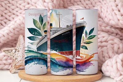 Vintage Ocean Liner Tumbler Wrap Sublimation DesignSVG 