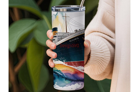Vintage Ocean Liner Tumbler Wrap Sublimation DesignSVG 
