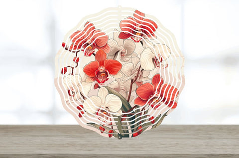 Vintage Orchid Flowers Wind Spinner Sublimation Regulrcrative 