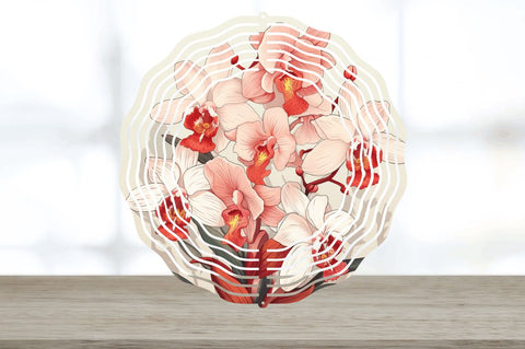 Vintage Orchid Flowers Wind Spinner Sublimation Regulrcrative 