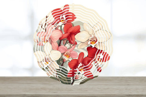 Vintage Orchid Flowers Wind Spinner Sublimation Regulrcrative 